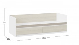 Кровать «Сканди» с 2 ящиками Дуб Гарден/Белый/Глиняный серый в Белом Яре - belyj-yar.katalogmebeli.com | фото 3