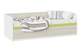 Кровать «Сканди» с 2 ящиками Дуб Гарден/Белый/Зеленый в Белом Яре - belyj-yar.katalogmebeli.com | фото 1