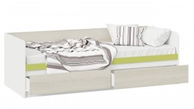 Кровать «Сканди» с 2 ящиками Дуб Гарден/Белый/Зеленый в Белом Яре - belyj-yar.katalogmebeli.com | фото 2