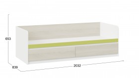 Кровать «Сканди» с 2 ящиками Дуб Гарден/Белый/Зеленый в Белом Яре - belyj-yar.katalogmebeli.com | фото 3