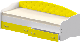 Кровать Софа-7 с мягкой спинкой (800х1900) Белый/Желтый в Белом Яре - belyj-yar.katalogmebeli.com | фото