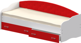 Кровать Софа-7 с мягкой спинкой (800х1900) Белый/Красный в Белом Яре - belyj-yar.katalogmebeli.com | фото