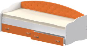 Кровать Софа-7 с мягкой спинкой (800х1900) Белый/Оранжевый в Белом Яре - belyj-yar.katalogmebeli.com | фото 1
