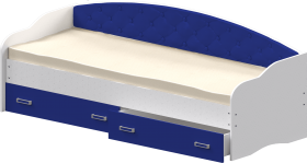 Кровать Софа-7 с мягкой спинкой (800х1900) Белый/Синий в Белом Яре - belyj-yar.katalogmebeli.com | фото