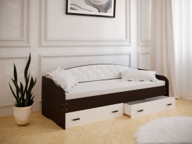 Кровать Софа-7 с мягкой спинкой (800х1900) Венге/ Белый в Белом Яре - belyj-yar.katalogmebeli.com | фото 1