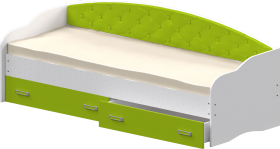 Кровать Софа-7 с мягкой спинкой (800х2000) Белый/Лайм в Белом Яре - belyj-yar.katalogmebeli.com | фото