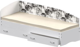Кровать Софа-9 с мягкой спинкой с рисунком Милана (900х1900) Белый в Белом Яре - belyj-yar.katalogmebeli.com | фото 1