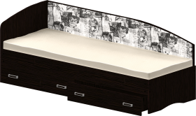 Кровать Софа-9 с мягкой спинкой с рисунком Милана (900х1900) Венге в Белом Яре - belyj-yar.katalogmebeli.com | фото