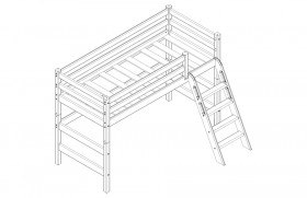 Кровать Соня вариант 6 полувысокая с наклонной лестницей Лаванда в Белом Яре - belyj-yar.katalogmebeli.com | фото 2