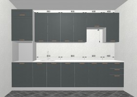Кухня Квадро 3,2 м (высокие модули/Железо/Серый) в Белом Яре - belyj-yar.katalogmebeli.com | фото 3