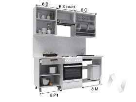 Кухня Кьяра 2.0 м с окапом (белый/карбон фарфор/26мм/дуб вотан) в Белом Яре - belyj-yar.katalogmebeli.com | фото 2