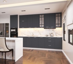 Кухонный гарнитур 1,8м Луксор высокие модули (Клен серый/корпус белый) в Белом Яре - belyj-yar.katalogmebeli.com | фото 2