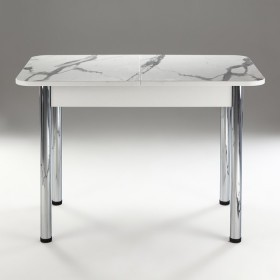 Кухонный стол 1100*700/400 ф 2 Пластик, мрамор белый в Белом Яре - belyj-yar.katalogmebeli.com | фото