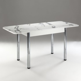 Кухонный стол 1100*700/400 ф 2 Пластик, мрамор белый в Белом Яре - belyj-yar.katalogmebeli.com | фото 2
