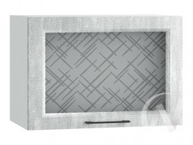 Либерти Шкаф верхний горизонтальный со стеклом ШВГС 609 (Холст грей/корпус белый) в Белом Яре - belyj-yar.katalogmebeli.com | фото