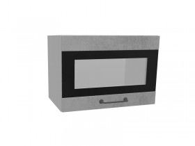 Лофт ПГСФ 500 шкаф верхний горизонтальный со стеклом и фотопечатью (Бетон светлый/корпус Серый) в Белом Яре - belyj-yar.katalogmebeli.com | фото