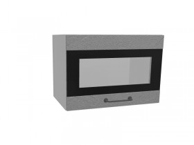 Лофт ПГСФ 500 шкаф верхний горизонтальный со стеклом и фотопечатью (Штукатурка серая/корпус Серый) в Белом Яре - belyj-yar.katalogmebeli.com | фото