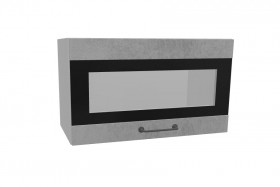 Лофт ПГСФ 600 шкаф верхний горизонтальный со стеклом и фотопечатью (Бетон светлый/корпус Серый) в Белом Яре - belyj-yar.katalogmebeli.com | фото
