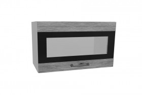 Лофт ПГСФ 600 шкаф верхний горизонтальный со стеклом и фотопечатью (Дуб майский/корпус Серый) в Белом Яре - belyj-yar.katalogmebeli.com | фото