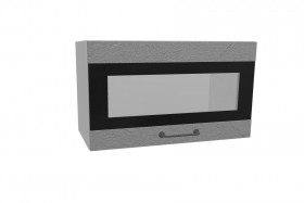 Лофт ПГСФ 600 шкаф верхний горизонтальный со стеклом и фотопечатью (Штукатурка серая/корпус Серый) в Белом Яре - belyj-yar.katalogmebeli.com | фото