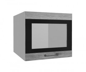Лофт ВПГСФ 500 шкаф верхний горизонтальный со стеклом высокий с фотопечатью (Дуб майский/корпус Серый) в Белом Яре - belyj-yar.katalogmebeli.com | фото