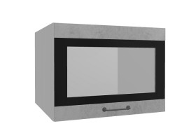 Лофт ВПГСФ 600 шкаф верхний горизонтальный со стеклом высокий с фотопечатью (Бетон светлый/корпус Серый) в Белом Яре - belyj-yar.katalogmebeli.com | фото