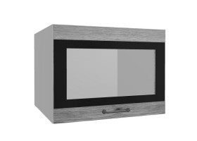 Лофт ВПГСФ 600 шкаф верхний горизонтальный со стеклом высокий с фотопечатью (Дуб майский/корпус Серый) в Белом Яре - belyj-yar.katalogmebeli.com | фото