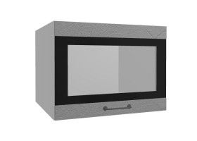 Лофт ВПГСФ 600 шкаф верхний горизонтальный со стеклом высокий с фотопечатью (Штукатурка серая/корпус Серый) в Белом Яре - belyj-yar.katalogmebeli.com | фото
