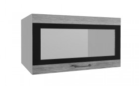 Лофт ВПГСФ 800 шкаф верхний горизонтальный со стеклом высокий с фотопечатью (Дуб майский/корпус Серый) в Белом Яре - belyj-yar.katalogmebeli.com | фото