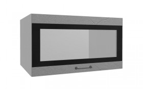 Лофт ВПГСФ 800 шкаф верхний горизонтальный со стеклом высокий с фотопечатью (Штукатурка серая/корпус Серый) в Белом Яре - belyj-yar.katalogmebeli.com | фото