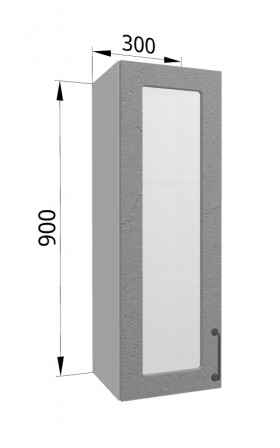 Лофт ВПС 300 шкаф верхний со стеклом высокий (Штукатурка серая/корпус Серый) в Белом Яре - belyj-yar.katalogmebeli.com | фото