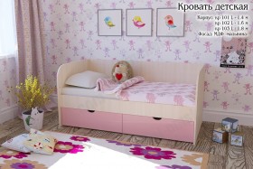 Мальвина Кровать детская 2 ящика 1.6 Розовыйй глянец в Белом Яре - belyj-yar.katalogmebeli.com | фото