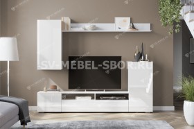 Мебель для гостиной МГС 4 (Белый/Белый глянец) в Белом Яре - belyj-yar.katalogmebeli.com | фото 1