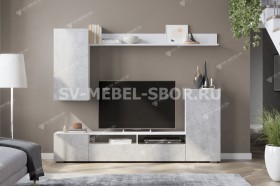 Мебель для гостиной МГС 4 (Белый/Цемент светлый) в Белом Яре - belyj-yar.katalogmebeli.com | фото