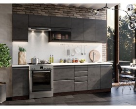 Модульная кухня Бруклин 2,8 м (Бетон черный/Венге) в Белом Яре - belyj-yar.katalogmebeli.com | фото