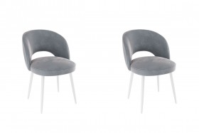 Набор стульев Моли 2 шт (серый велюр/белый) в Белом Яре - belyj-yar.katalogmebeli.com | фото