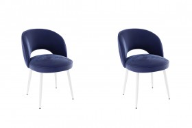 Набор стульев Моли 2 шт (синий велюр/белый) в Белом Яре - belyj-yar.katalogmebeli.com | фото
