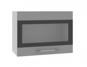 Норд ШВГС 600 Шкаф верхний горизонтальный со стеклом (Софт черный/корпус Белый) в Белом Яре - belyj-yar.katalogmebeli.com | фото
