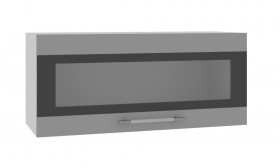 Норд ШВГС 800 Шкаф верхний горизонтальный со стеклом (Софт черный/корпус Белый) в Белом Яре - belyj-yar.katalogmebeli.com | фото