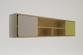 Полка между шкафами 1960 Эппл (Зеленый/Белый/корпус Клен) в Белом Яре - belyj-yar.katalogmebeli.com | фото 2