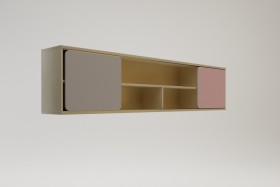 Полка между шкафами 1960 Грэйси (Розовый/Серый/корпус Клен) в Белом Яре - belyj-yar.katalogmebeli.com | фото 2