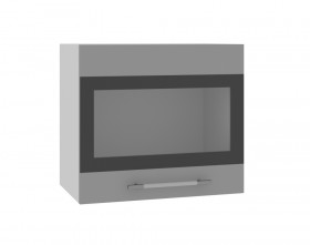 Ройс ВПГСФ 500 Шкаф верхний горизонтальный со стеклом с фотопечатью высокий (Белый софт/корпус Серый) в Белом Яре - belyj-yar.katalogmebeli.com | фото