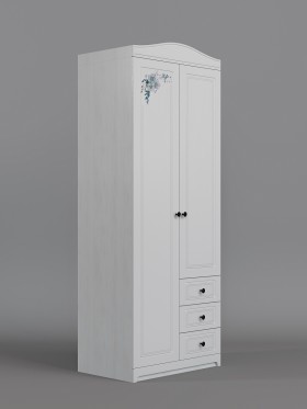 Шкаф 2-х створчатый с ящиками Бэлла (Выбеленное дерево/Белый) в Белом Яре - belyj-yar.katalogmebeli.com | фото