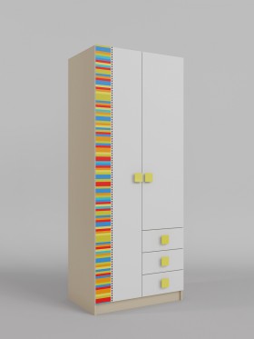 Шкаф 2-х створчатый с ящиками Клаксон без машинок (Белый/корпус Клен) в Белом Яре - belyj-yar.katalogmebeli.com | фото 1