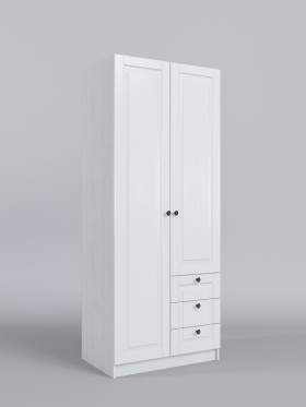 Шкаф 2-х створчатый с ящиками Классика (Белый/корпус Выбеленное дерево) в Белом Яре - belyj-yar.katalogmebeli.com | фото 1