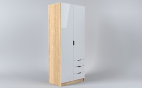 Шкаф 2-х створчатый с ящиками Лофт (Белый/корпус Дуб Сонома) в Белом Яре - belyj-yar.katalogmebeli.com | фото 1