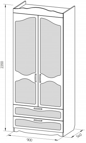 Шкаф 2-х створчатый с ящиками серии Иллюзия 08 Шоколад в Белом Яре - belyj-yar.katalogmebeli.com | фото 2