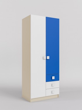 Шкаф 2-х створчатый с ящиками Скай (Синий/Белый/корпус Клен) в Белом Яре - belyj-yar.katalogmebeli.com | фото