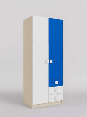 Шкаф 2-х створчатый с ящиками Скай люкс (Синий/Белый/корпус Клен) в Белом Яре - belyj-yar.katalogmebeli.com | фото 1