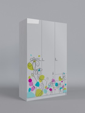 Шкаф 3-х створчатый с ящиками Флёр (Белый/корпус Выбеленное дерево) в Белом Яре - belyj-yar.katalogmebeli.com | фото